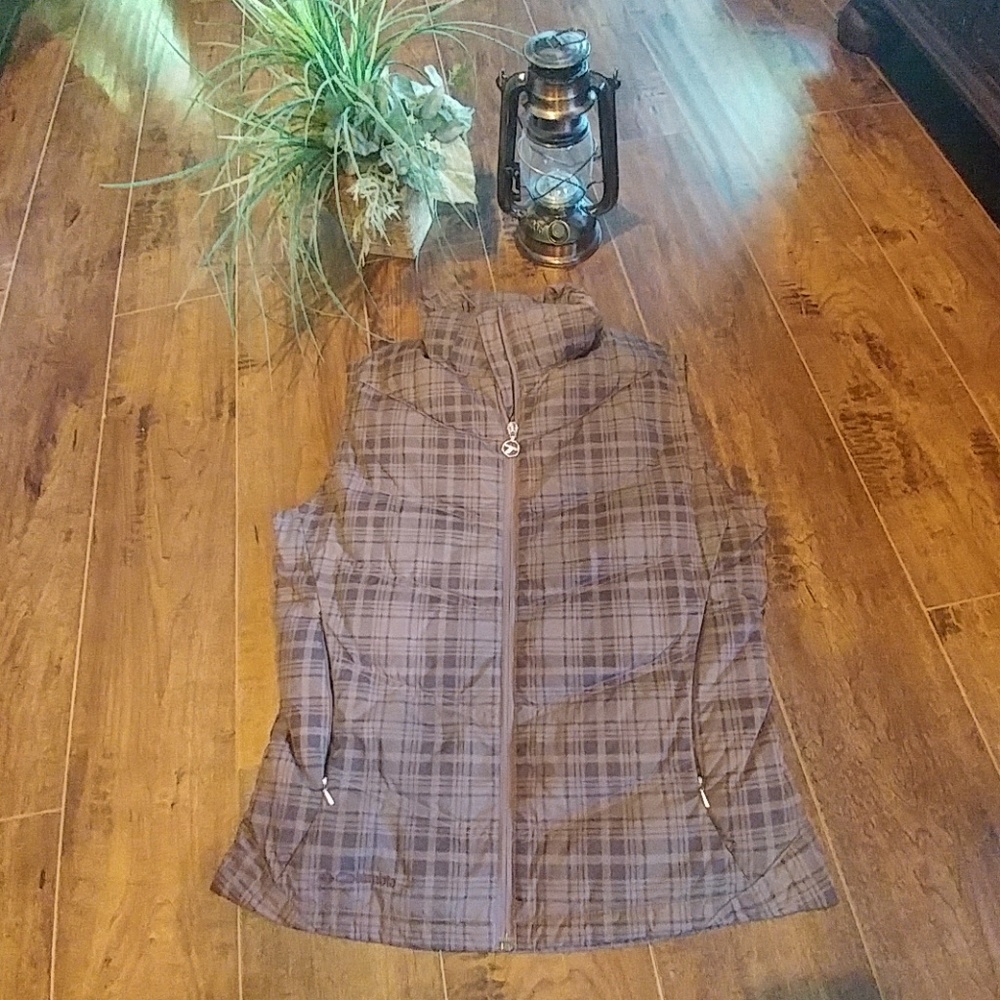 Columbia titanium brown plaid medium down vest